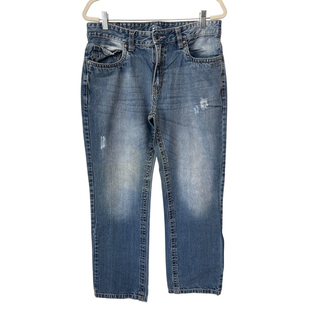 Surplus Jeans Size 36x32 Straight Leg Jeans Blue Distressed Faded Wash Cotton